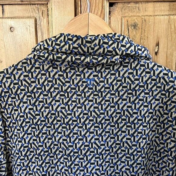 Tyler Boe L Tan Black Printed Cowl Neck Dress Sweater Pockets Knit‎  3/4 Sleeve - Picture 8 of 11